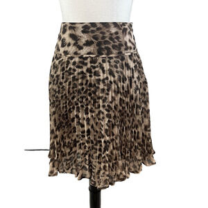INC International Concepts Skirt size 8 Cheetah Sheer Pleated Knee A Line Boho